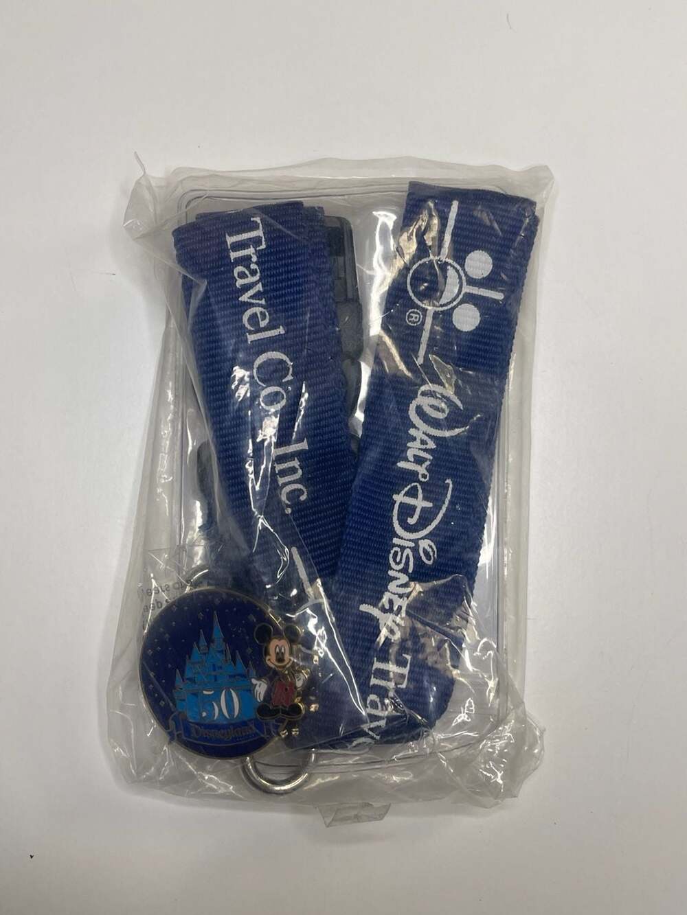 Walt Disney Travel Co. Blue Lanyard with Disneyland 50th Anniversary Mickey Mous